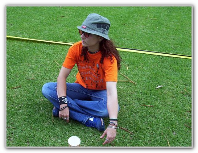 MJ sitting on grass